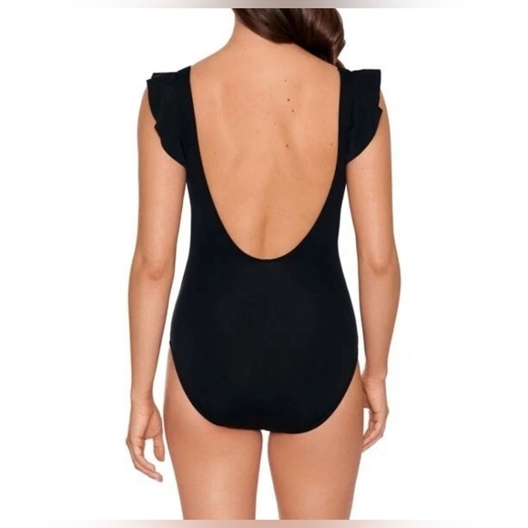 Time and Tru Black Ruffle One-Piece Swimsuit size S NWTs - Picture 3 of 8